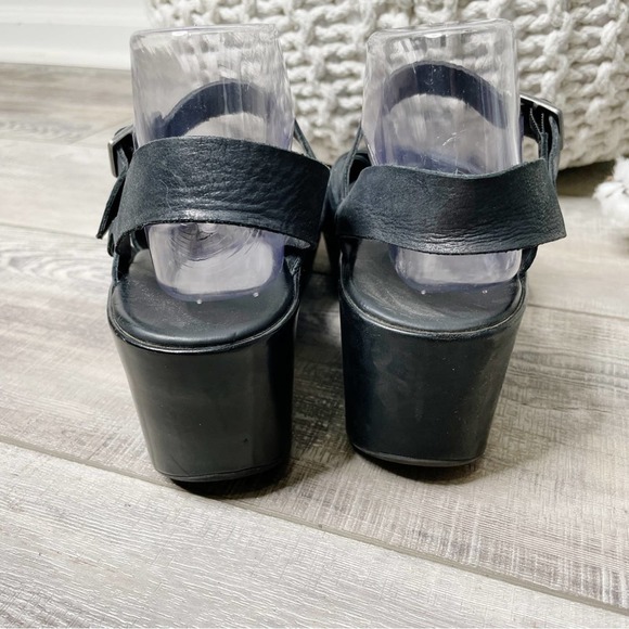 Korks Martinique Quarter Strap Leather Wedge Sandals Black Size 9M - Picture 7 of 8